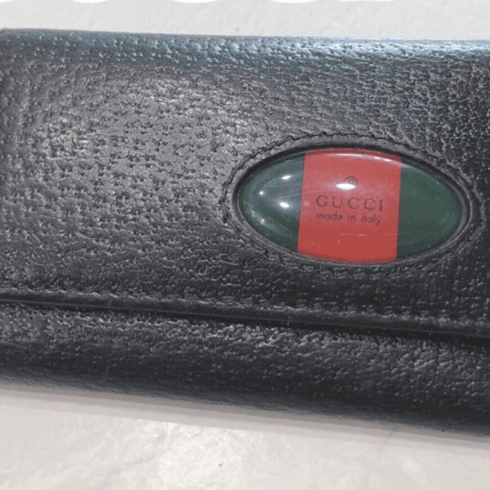 Gucci 6-ring key case, black leather, Sherry line